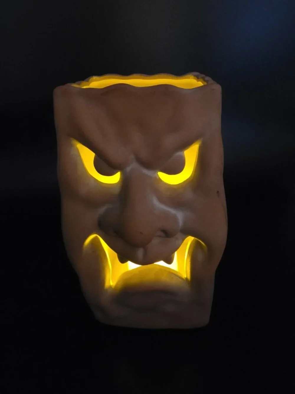 Russ Jack-O-Lantern Terracotta Paper Bag Pumpkin Candleholder Pair Halloween Vtg